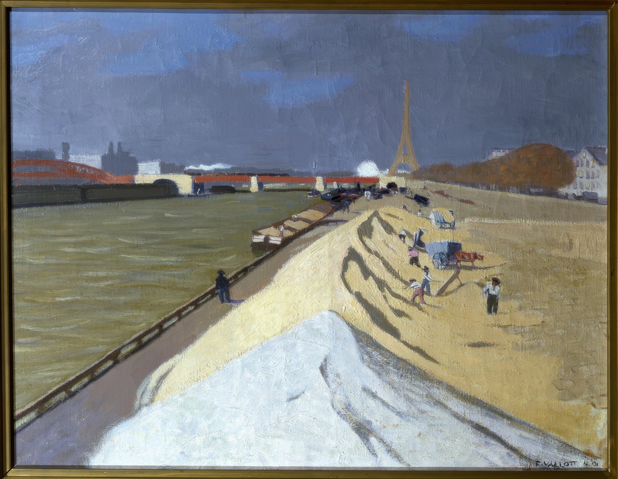 Stapel wit zand (oevers van de Seine) door Félix Vallotton