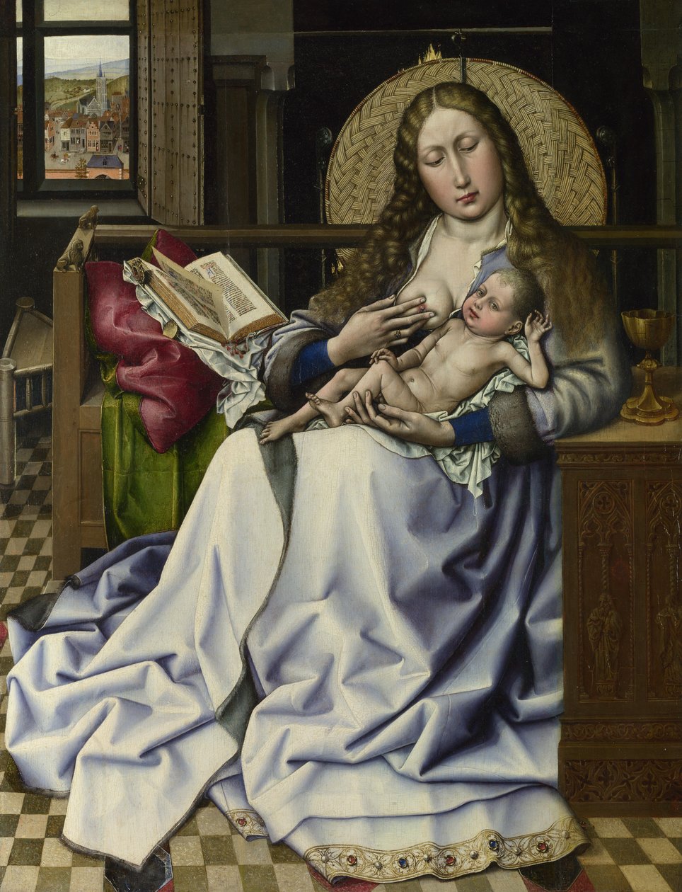 De Maagd en het Kind voor een vuurscherm door Robert Campin