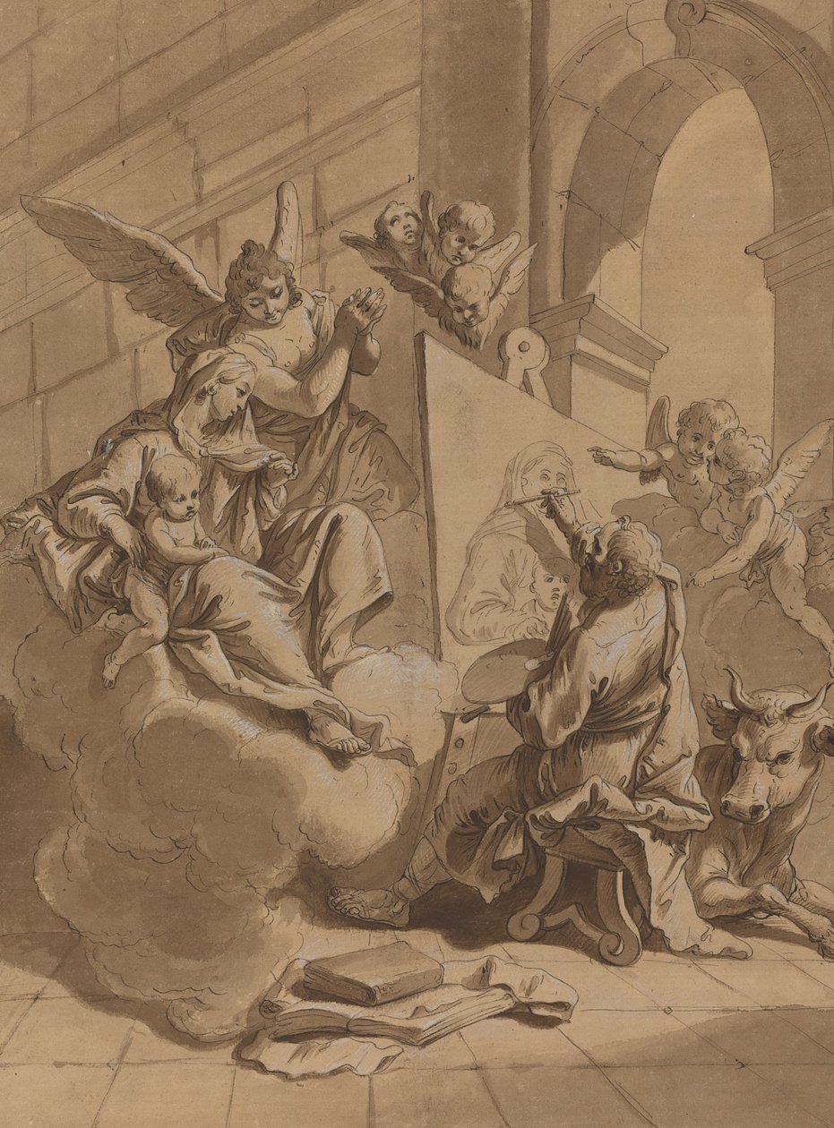Sint Lucas Schildert de Maagd door Follower of Francesco Fontebasso