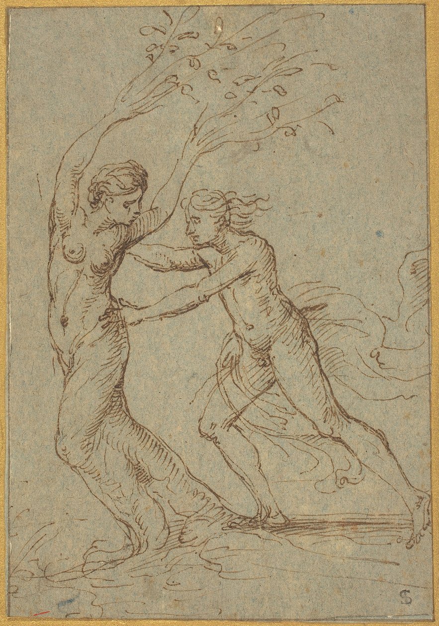 Apollo en Daphne door Follower of Giulio Romano