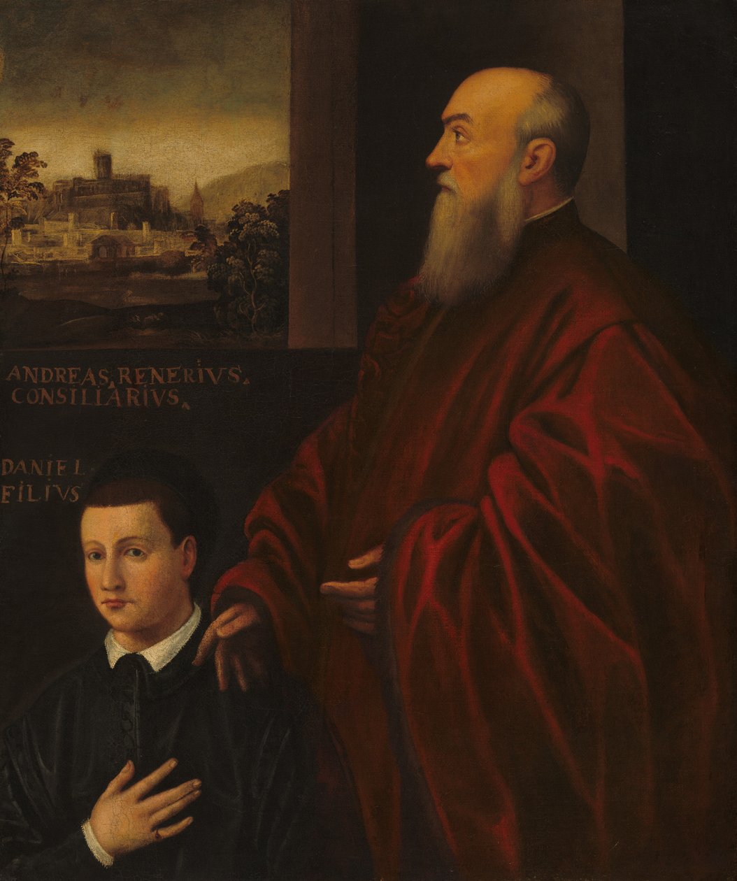 Andrea Renier en zijn zoon Daniele door Follower of Jacopo Tintoretto