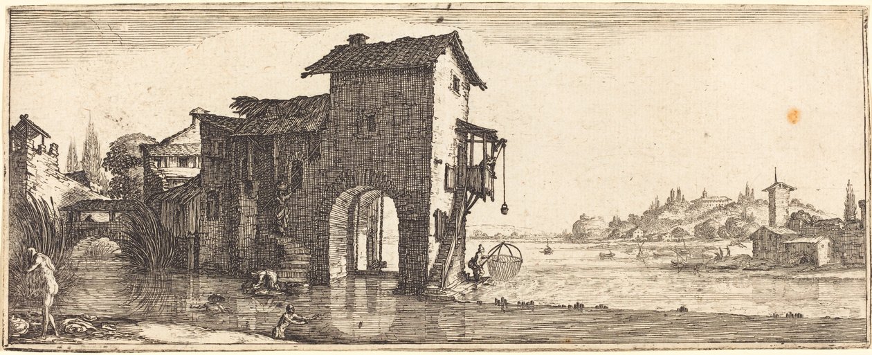 De watermolen door Follower of Jacques Callot