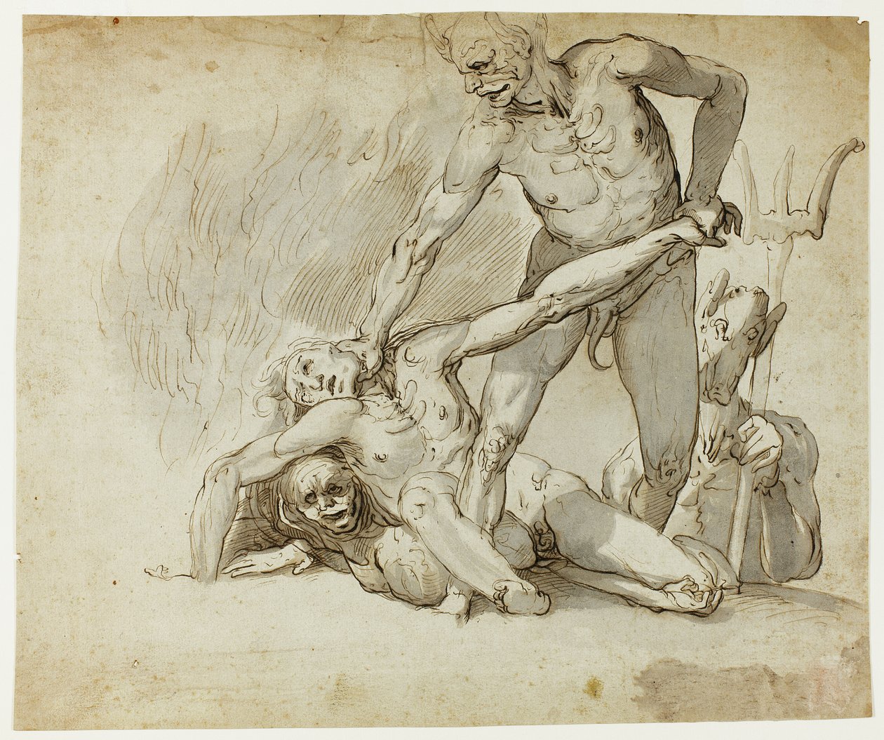 De verdoemden in de hel door Follower of John Hamilton Mortimer