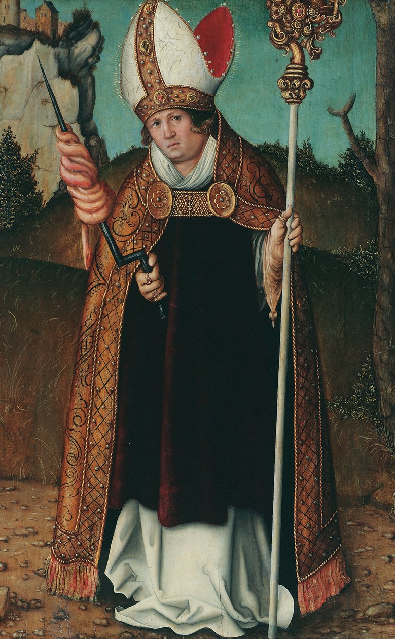 Duits:  Hl. Heilige Erasmus door Follower of Lucas Cranach the Elder