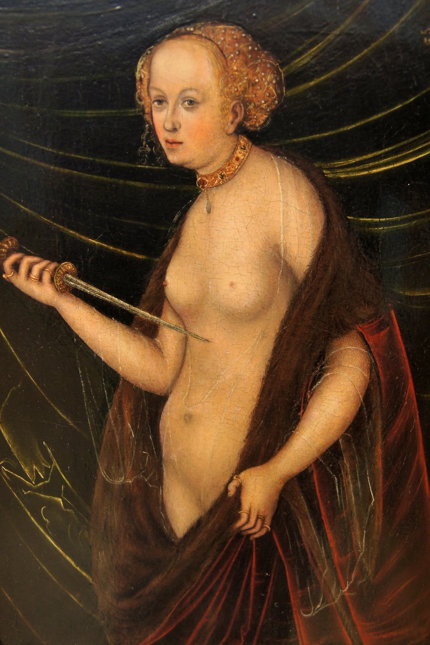 Duits: Selbstmord der Lucretia De zelfmoord van Lucretia door Follower of Lucas Cranach the Elder