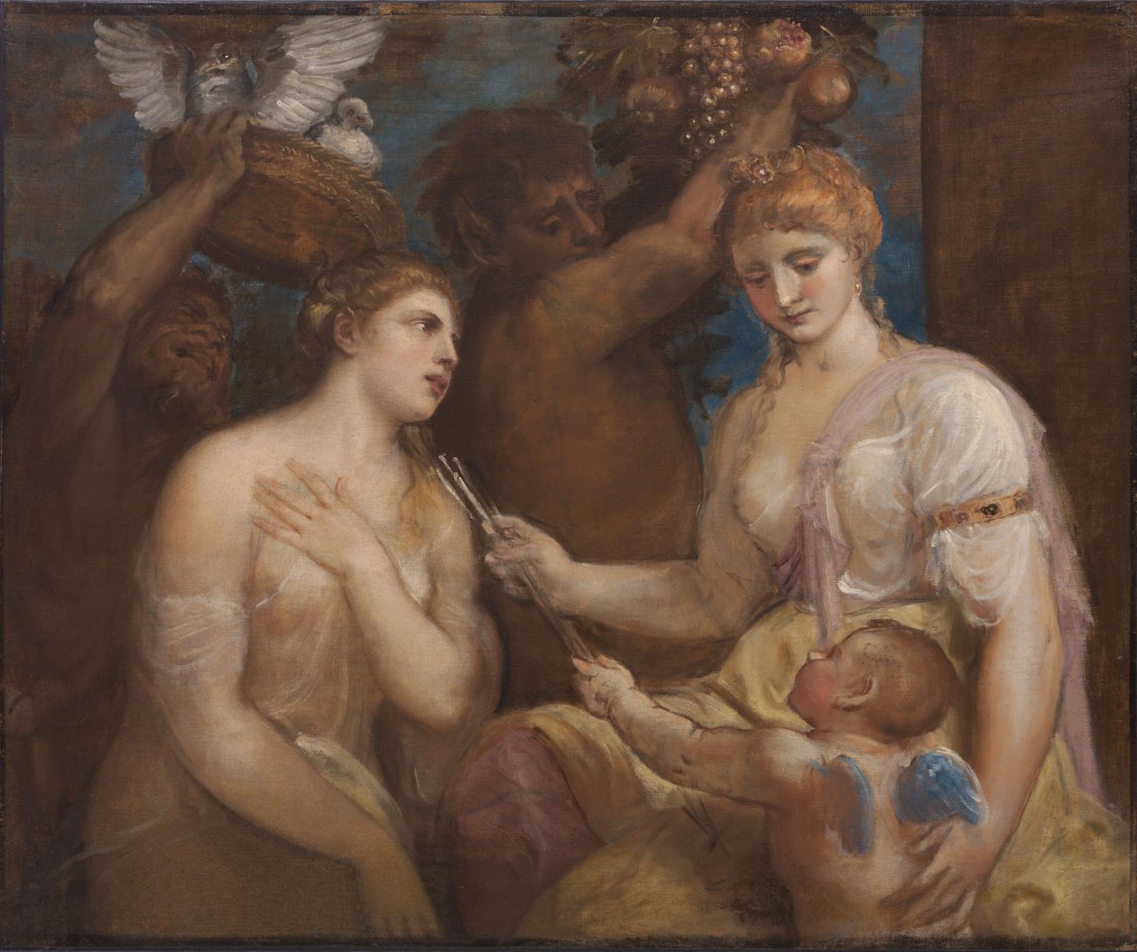 Allegorie van Venus en Cupido door Follower of Titian