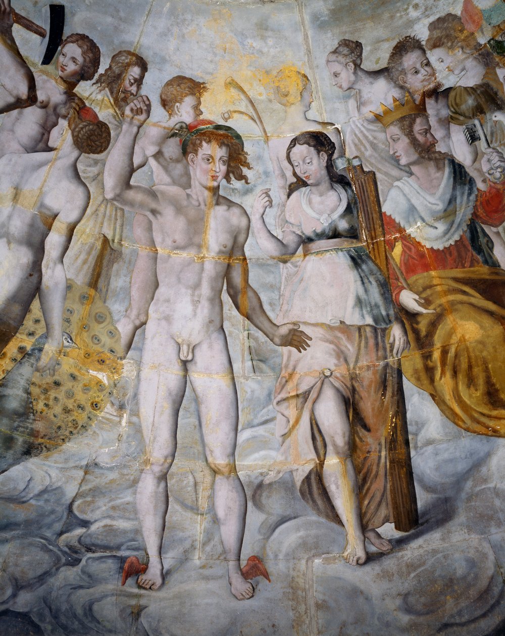 Mercurius, boodschapper van de goden en Psyche, Janus rechts, fresco