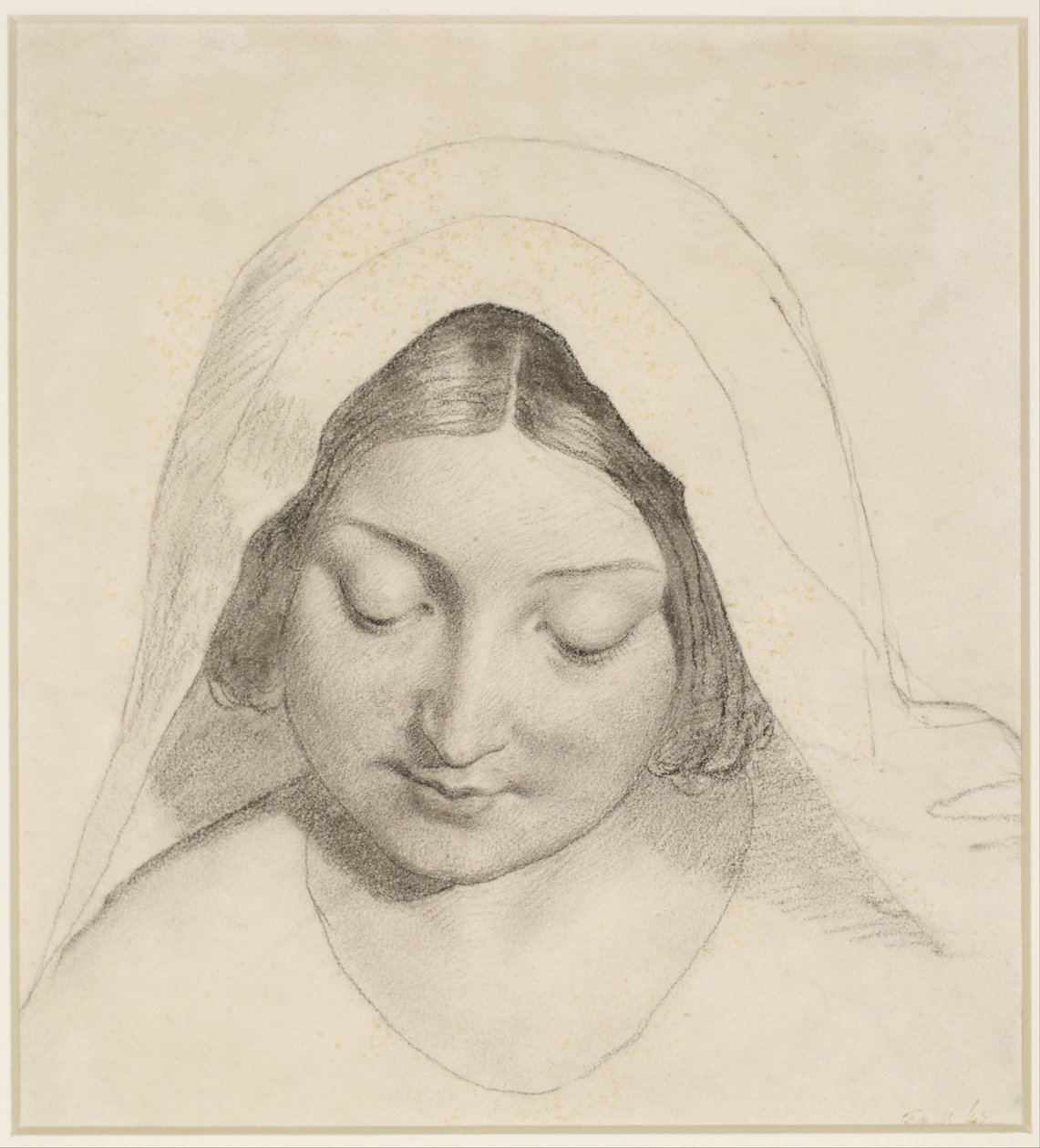 Oure Ladye van zaterdagavond - Studie voor Madonnahoofd door Ford Madox Brown