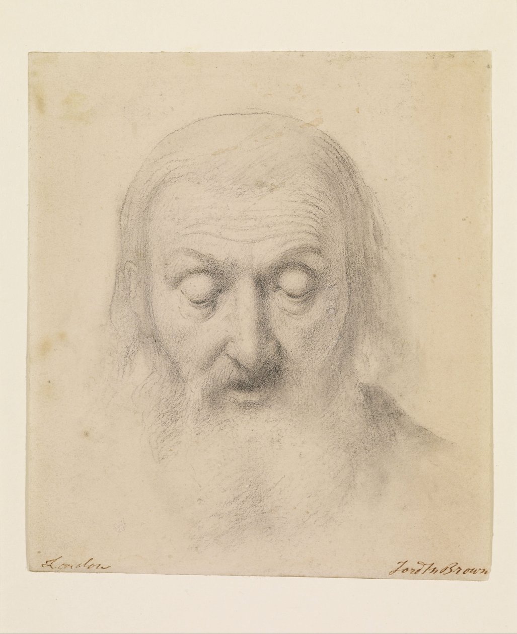 Wycliffe leest zijn bijbelvertaling - Studie voor het hoofd van Wycliffe door Ford Madox Brown