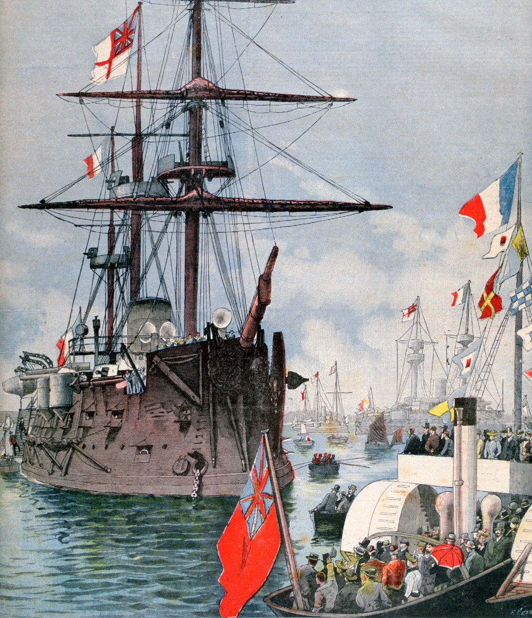 Franse vloot in de haven van Portsmouth door Fortuné Méaulle