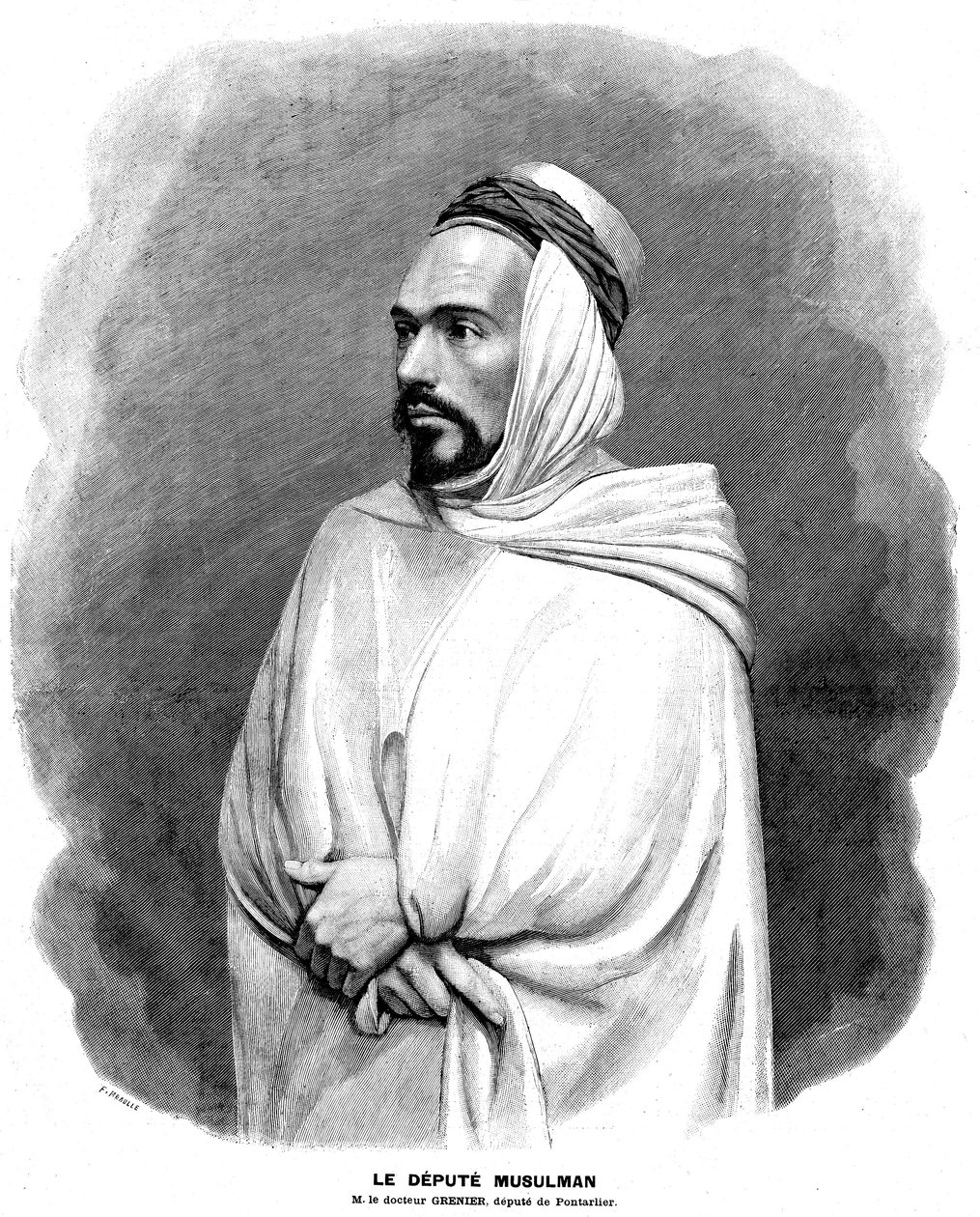 Gravure van Meaulle na een fotografisch portret van Guillard op de voorpagina van het Journal Illustrous N° 3 van 17 januari door Fortune Louis Meaulle