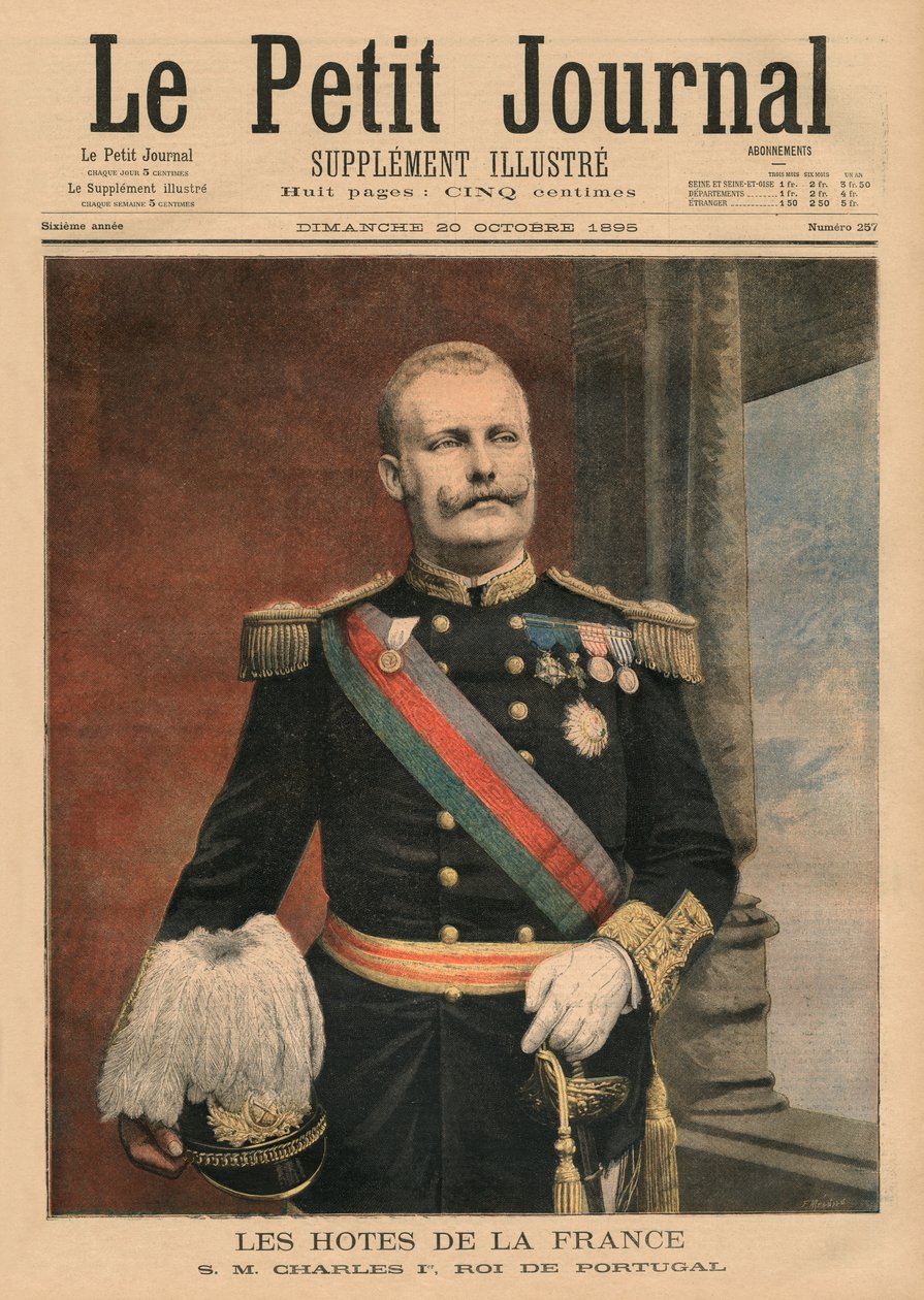 Franse gastheren, Zijne Majesteit Carlos I, Koning van Portugal, voorpagina illustratie uit 