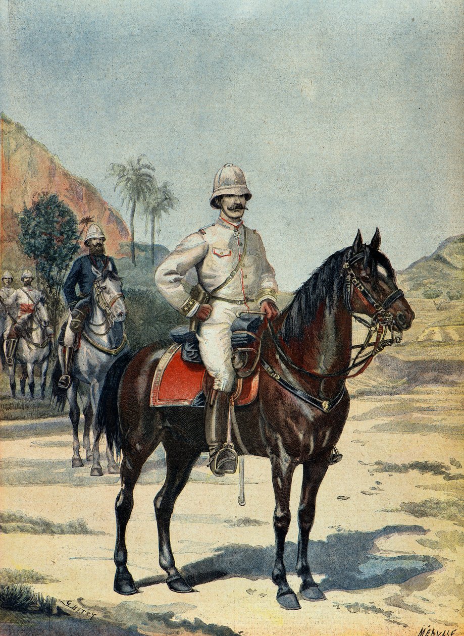 General Joseph Gallieni in Madagascar in 1899 (Engraving) door Fortune Louis Meaulle