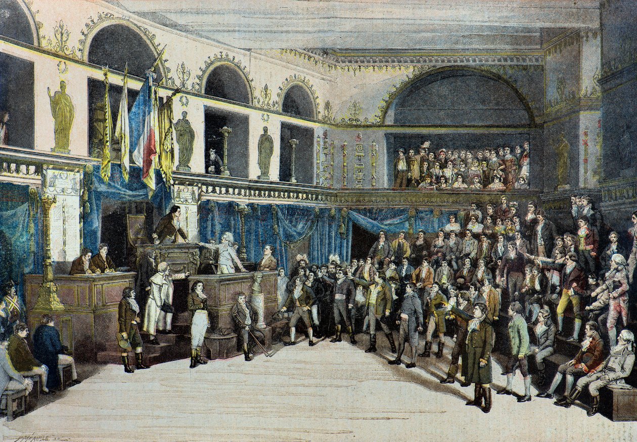 Thermidor , de val van robespierre, theater de la porte saint martin door Fortune Louis Meaulle