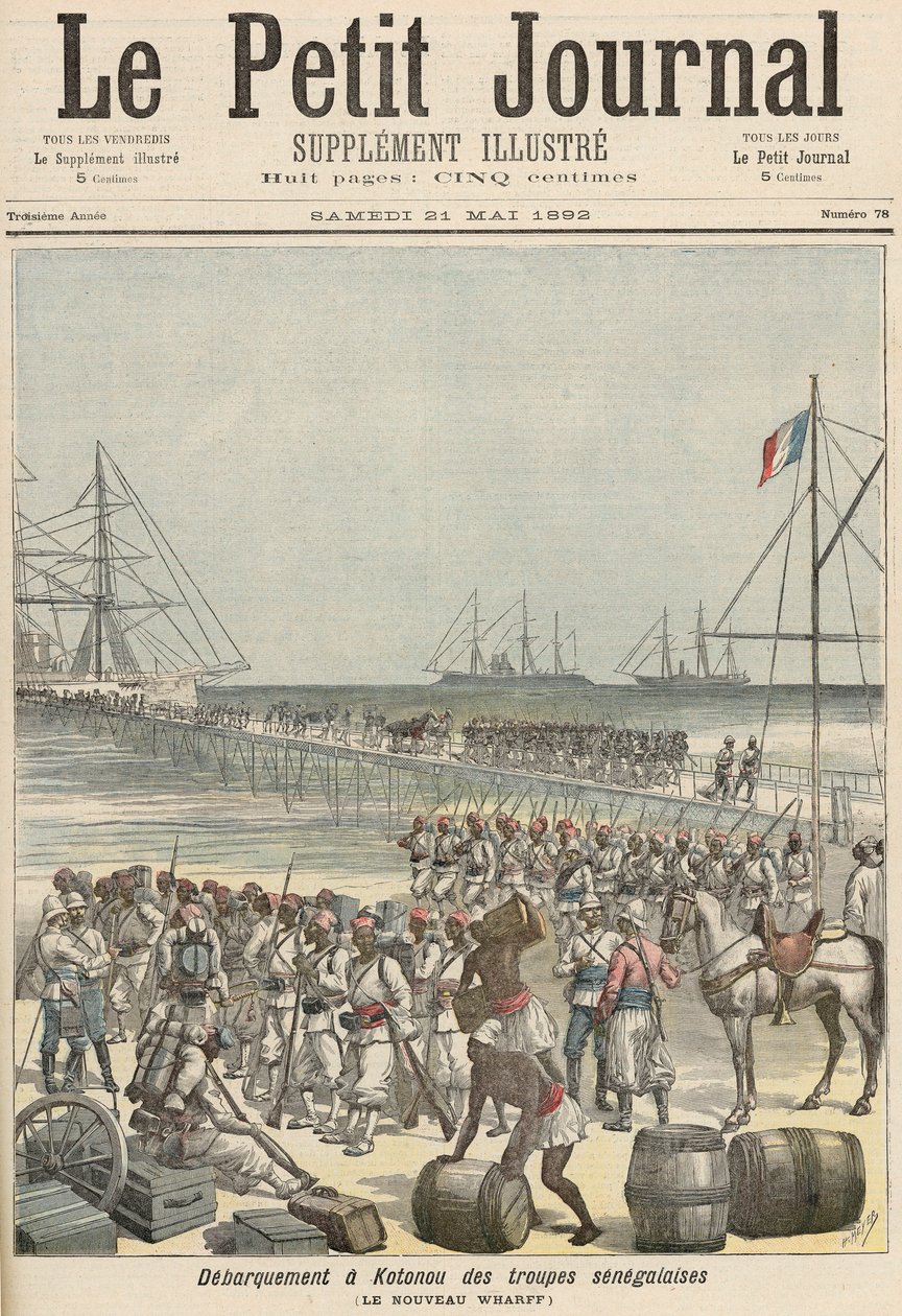 Landing van de Senegalese Troepen aan de Nieuwe Kade in Cotonou, uit 