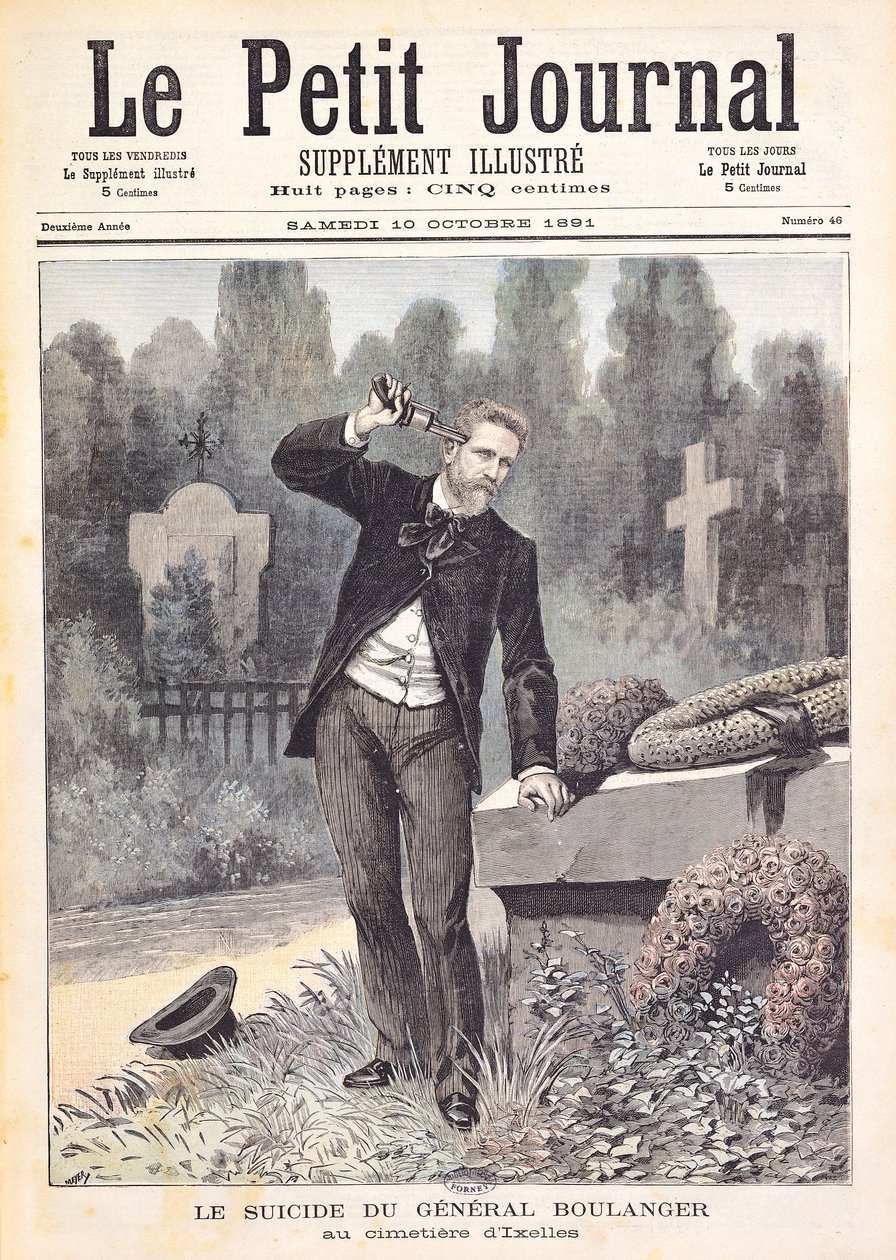 De zelfmoord van generaal Georges Ernest Boulanger op de begraafplaats van Ixelles, uit 