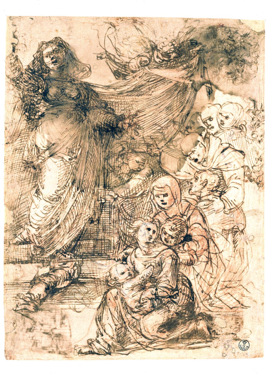 Voorbereidende studie voor Madonna en Kind door Fra Bartolommeo