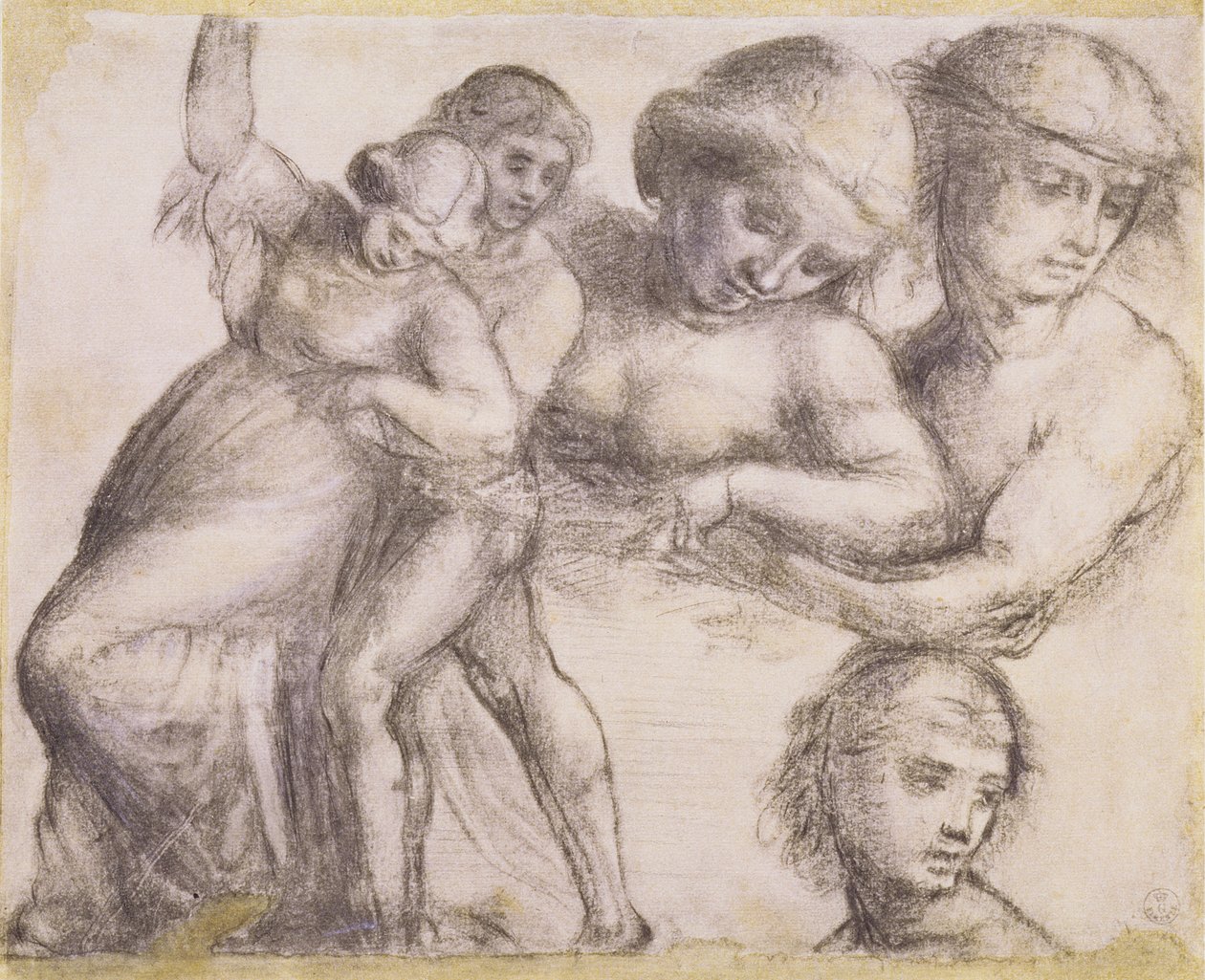 Studie van een man en een vrouw voor de Madonna della Misericordia in Villa Guinigi, Lucca door Fra Bartolommeo