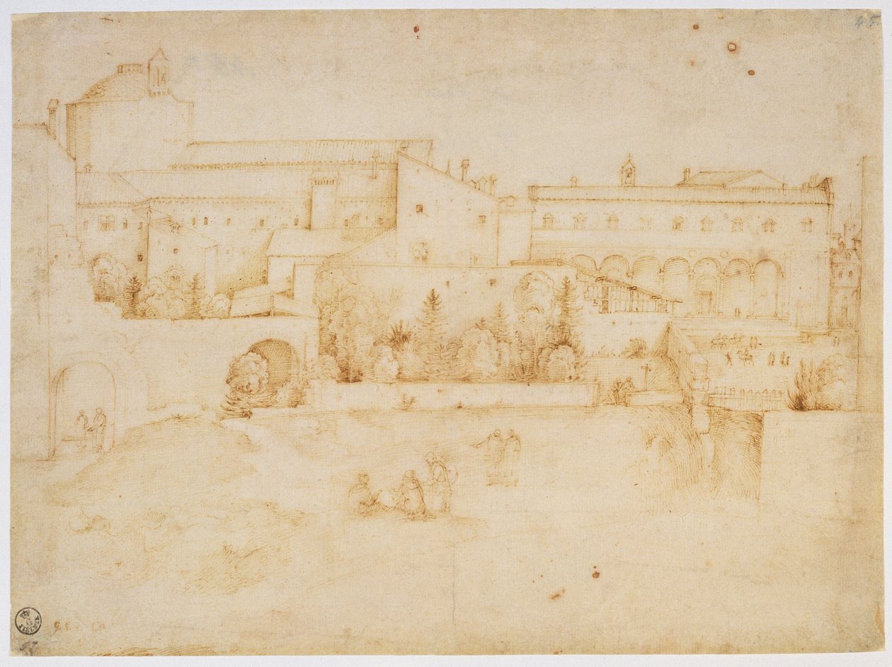 Uitzicht op de kerk en het klooster van Santa Croce, Florence door Fra Bartolommeo