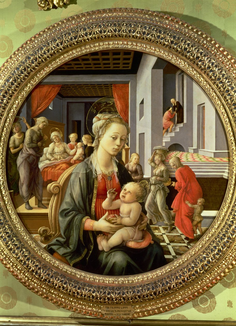 Madonna en kind met scènes uit het leven van de Maagd, 1452 door Fra Filippo Lippi