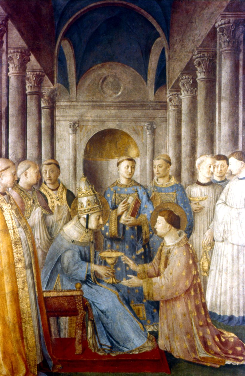 Fra Angelico (Guido di Pietro/Giovanni da Fiesole c1400-55) Italiaanse schilder. Sint-Sixtus en zijn diaken Sint-Laurentius