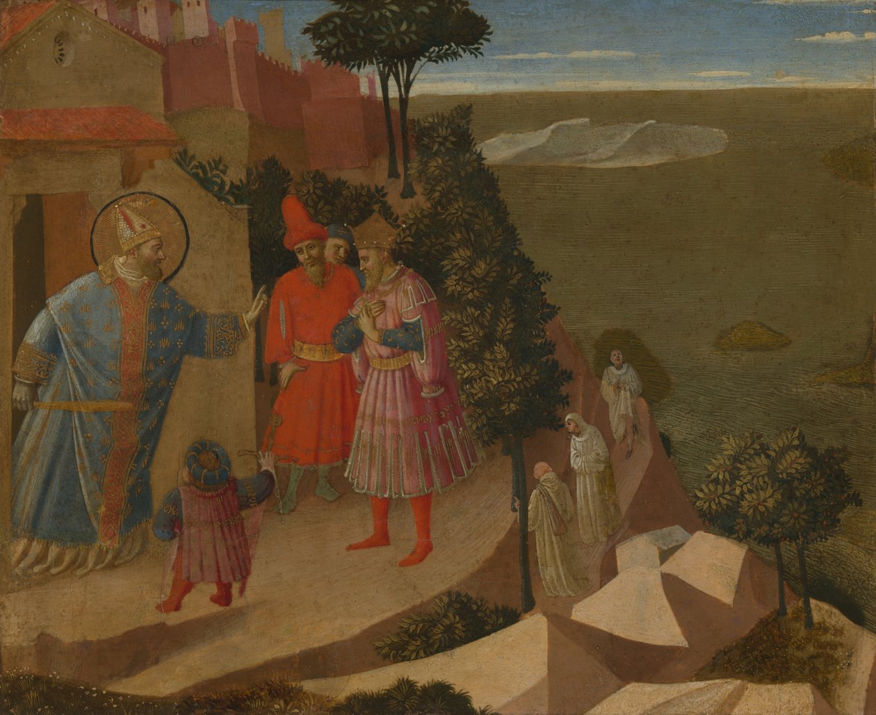 Sint Romuald weigert keizer Otto III de toegang tot de kerk door Fra (c.1387 1455) Angelico