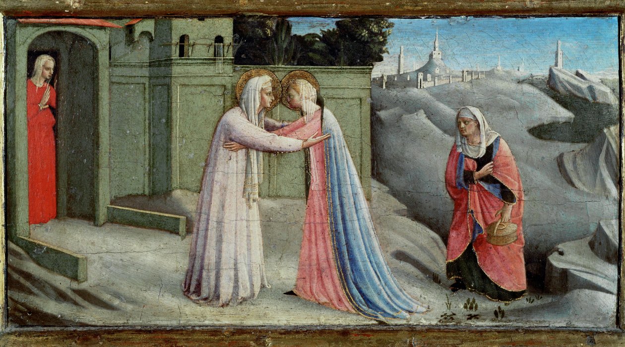 De visitatie, Maria bezoekt Elisabeth ... door Fra (c.1387-1455) Angelico