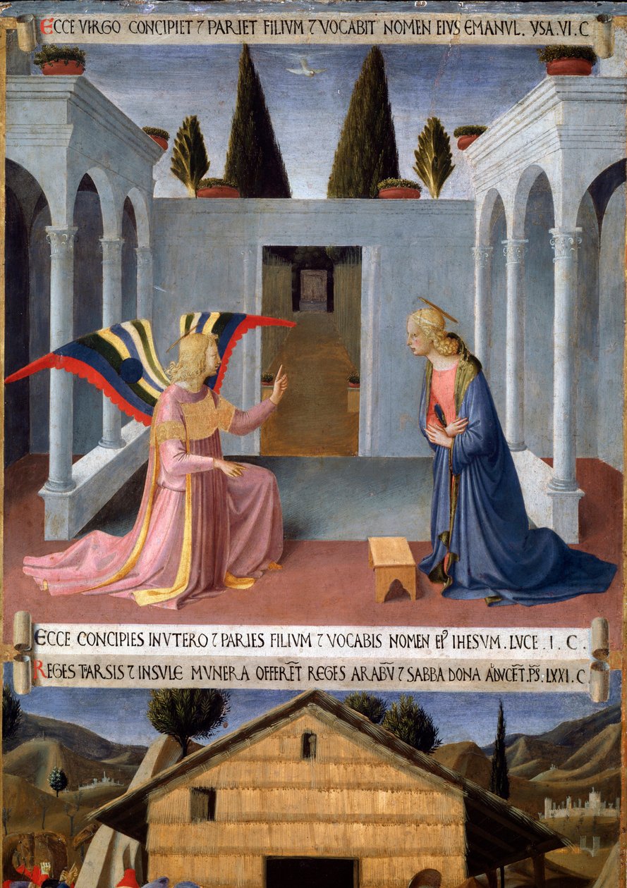 Geschiedenis van het leven van Christus: de Annunciatie met de Duif van de Heilige Geest door Fra  Angelico