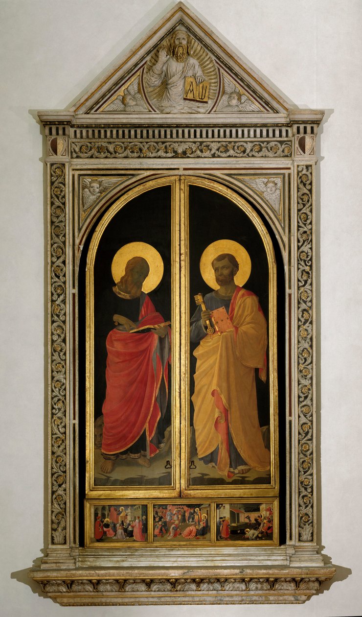 Liniers altaarstuk: St. Petrus en St. Marcus (schilderij op hout) door Fra  Angelico