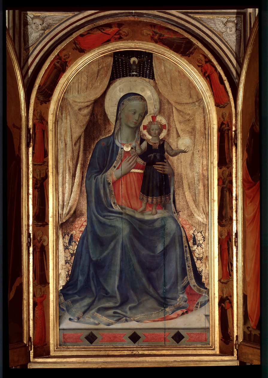 Tabernakel van de Linaioli: Maagd met kind door Fra  Angelico