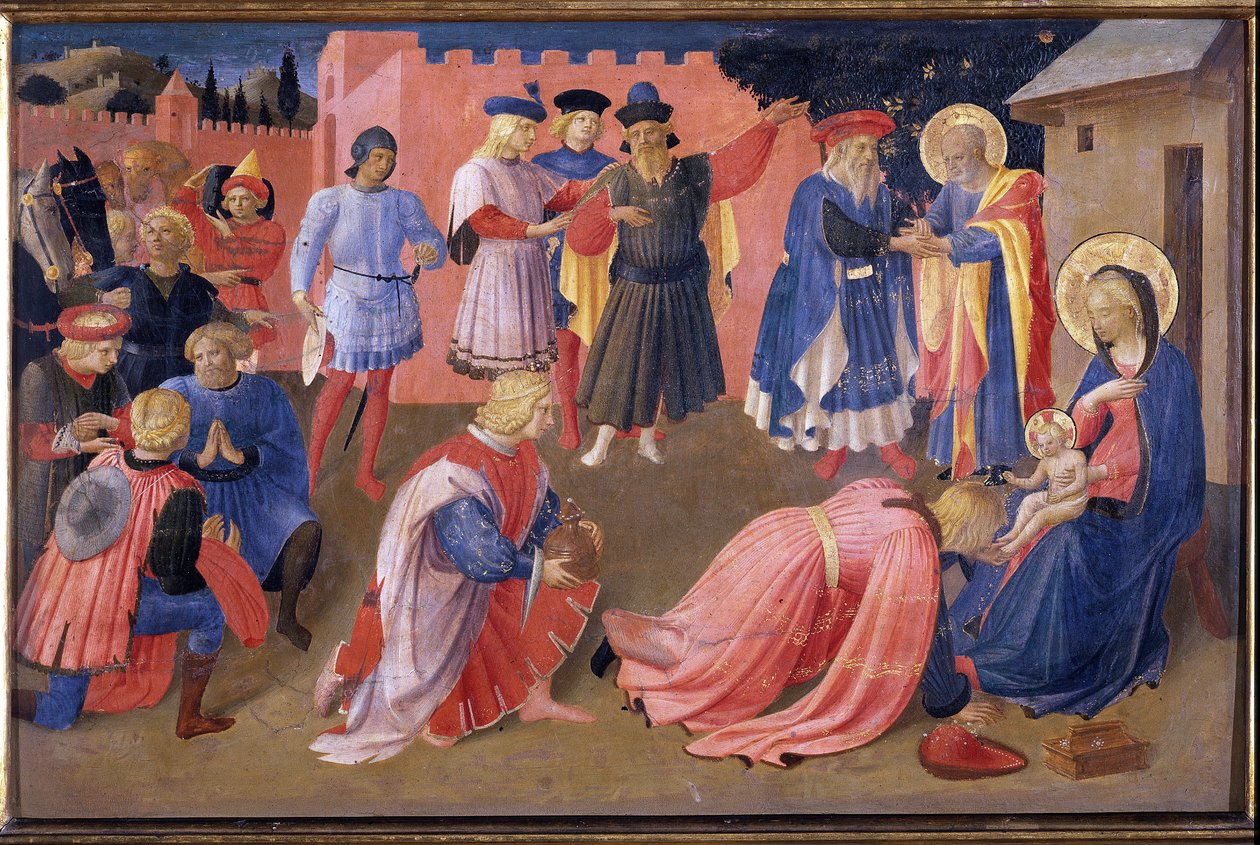 De aanbidding der wijzen. Tabernakel van de Linaioli door Fra  Angelico