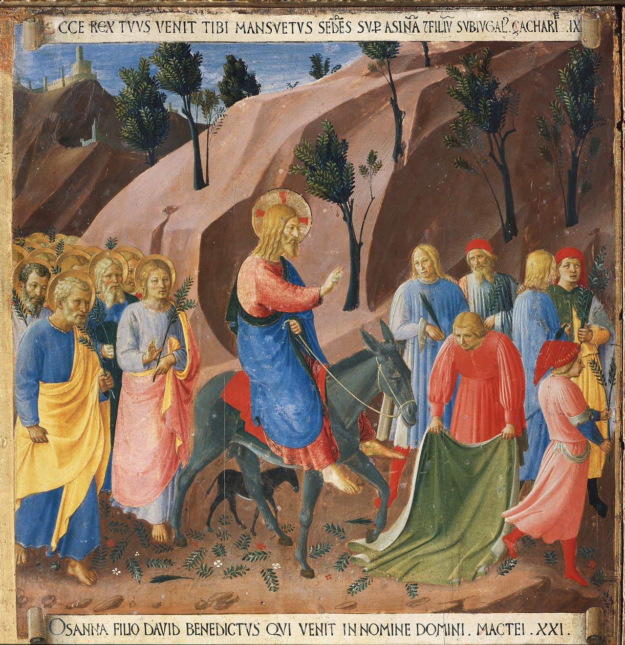 De intocht in Jeruzalem, Het leven van Christus, Armadio degli Argenti door Fra  Angelico