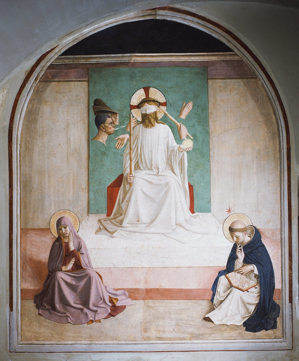 De bespotting van Christus met Maria en St. Dominicus door Fra  Angelico