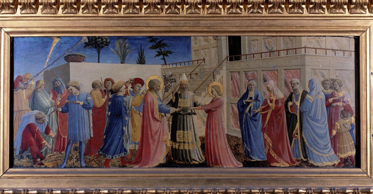 De bruiloft van de Maagd (1435) door Fra  Angelico