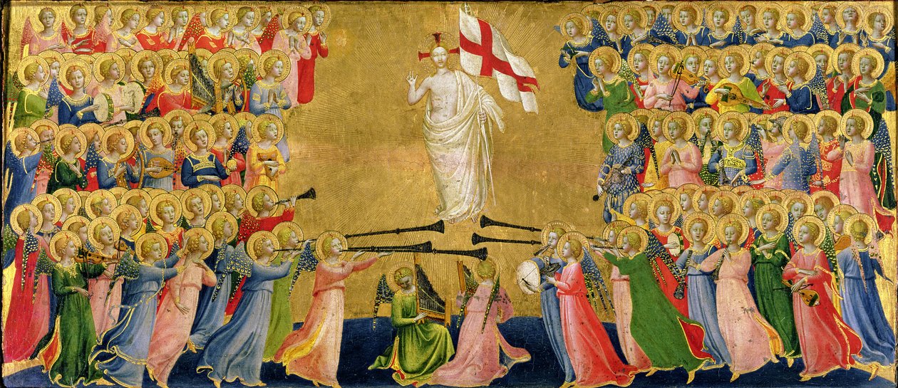 Christus verheerlijkt in het hemelse hof, 1423-24 (detail) door Fra Angelico