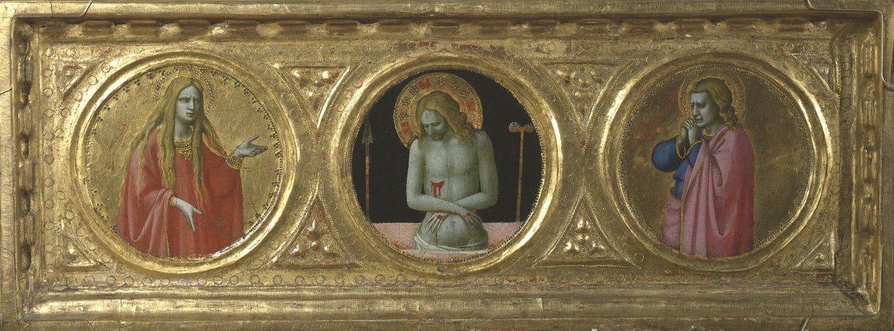 Christus als Man van Smarten geflankeerd door Heilige Maria Magdalena en Heilige Johannes de Evangelist door Fra Angelico