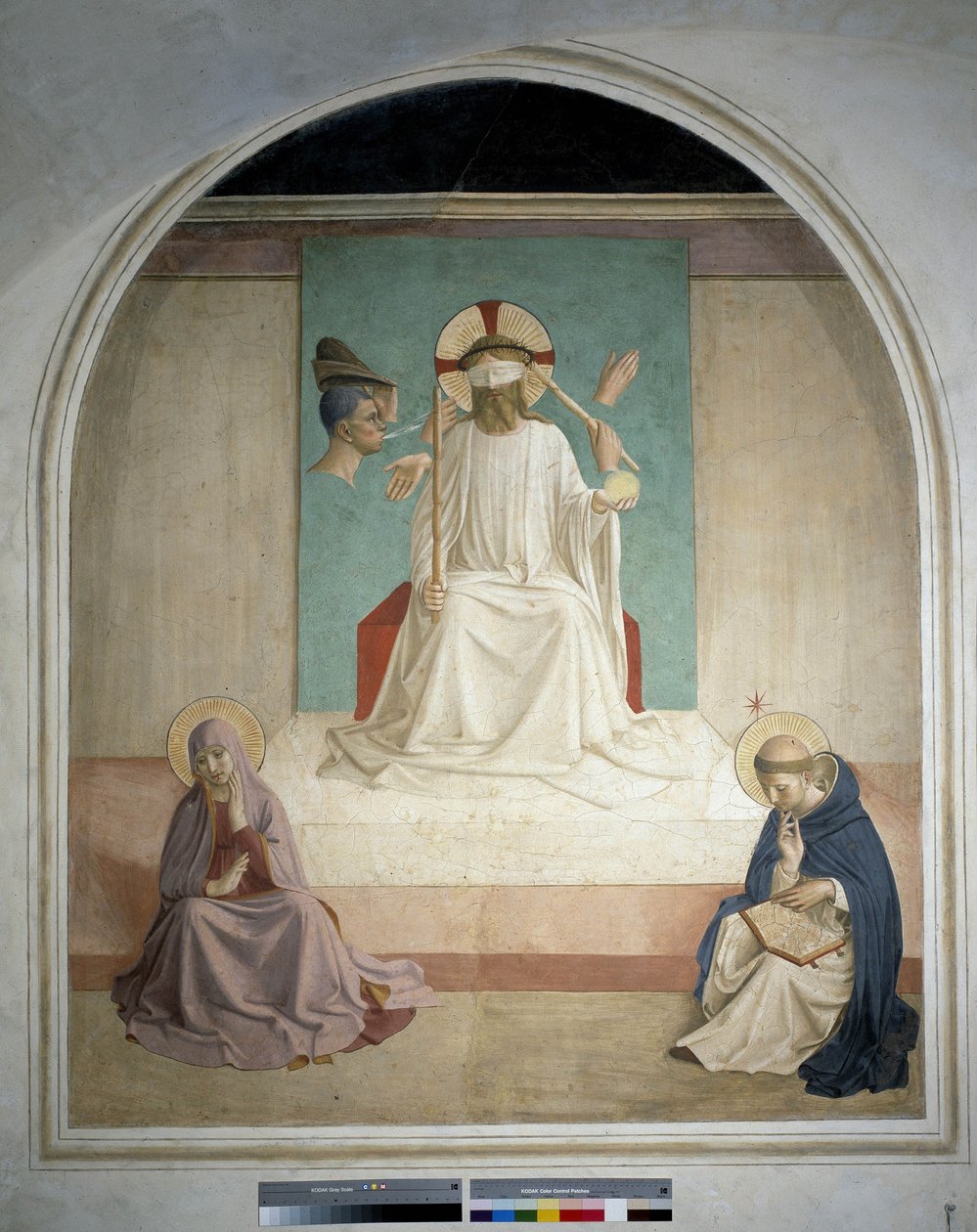 Christus bespot met de Maagd en Sint Hiëronymus. Fresco van Guido di Pietro door Fra Angelico