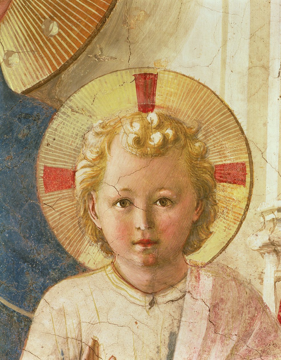 Detail van het Christuskind van de Madonna delle Ombre (fresco) door Fra Angelico