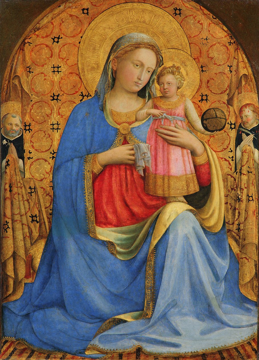 Duits: Maria mit dem Kind und Heiligen Madonna met kind door Fra Angelico