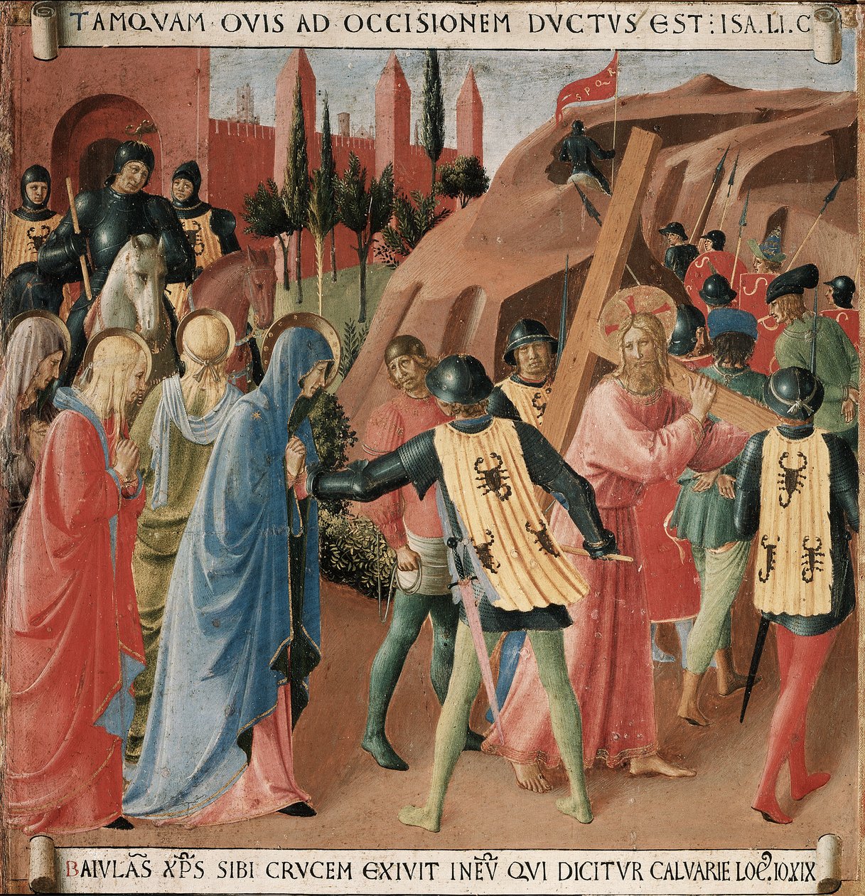 Geschiedenis van het leven van Christus: de beklimming naar Calvarie, het dragen van het kruis door Fra Angelico