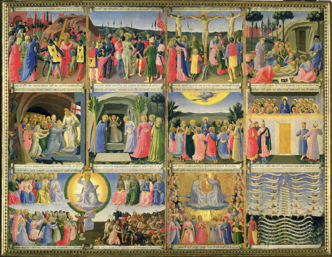 Scènes uit de Passie van Christus en het Laatste Oordeel, oorspronkelijk laden van een kast die zilver opsloeg, c.1450-53 (tempera op paneel) door Fra Angelico