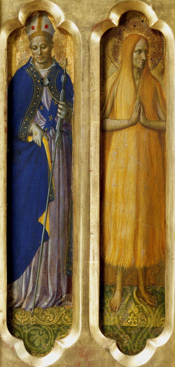 Heiligen Louis van Toulouse en Maria van Egypte van het Perugia Altaarstuk door Fra Giovanni Angelico da Fiesole