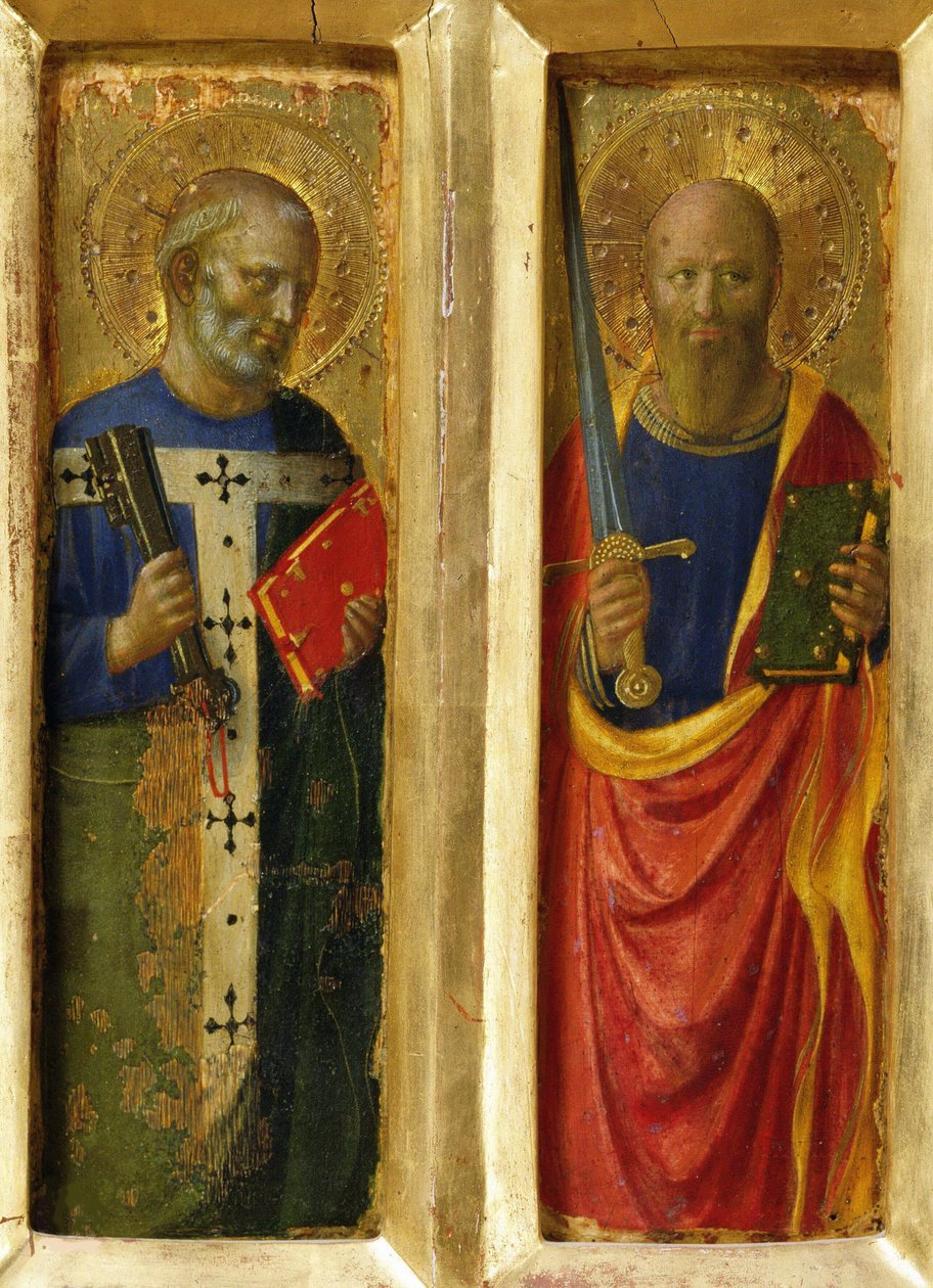 De apostelen Petrus en Paulus van het Perugia altaarstuk door Fra Giovanni Angelico da Fiesole
