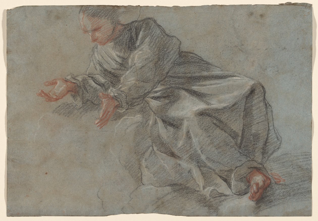 Een Monnik Zittend met Uitgestrekte Armen (Studie voor de Maagd in de Visie van de Zalige Felice da Cantalice) door Fra Semplice da Verona