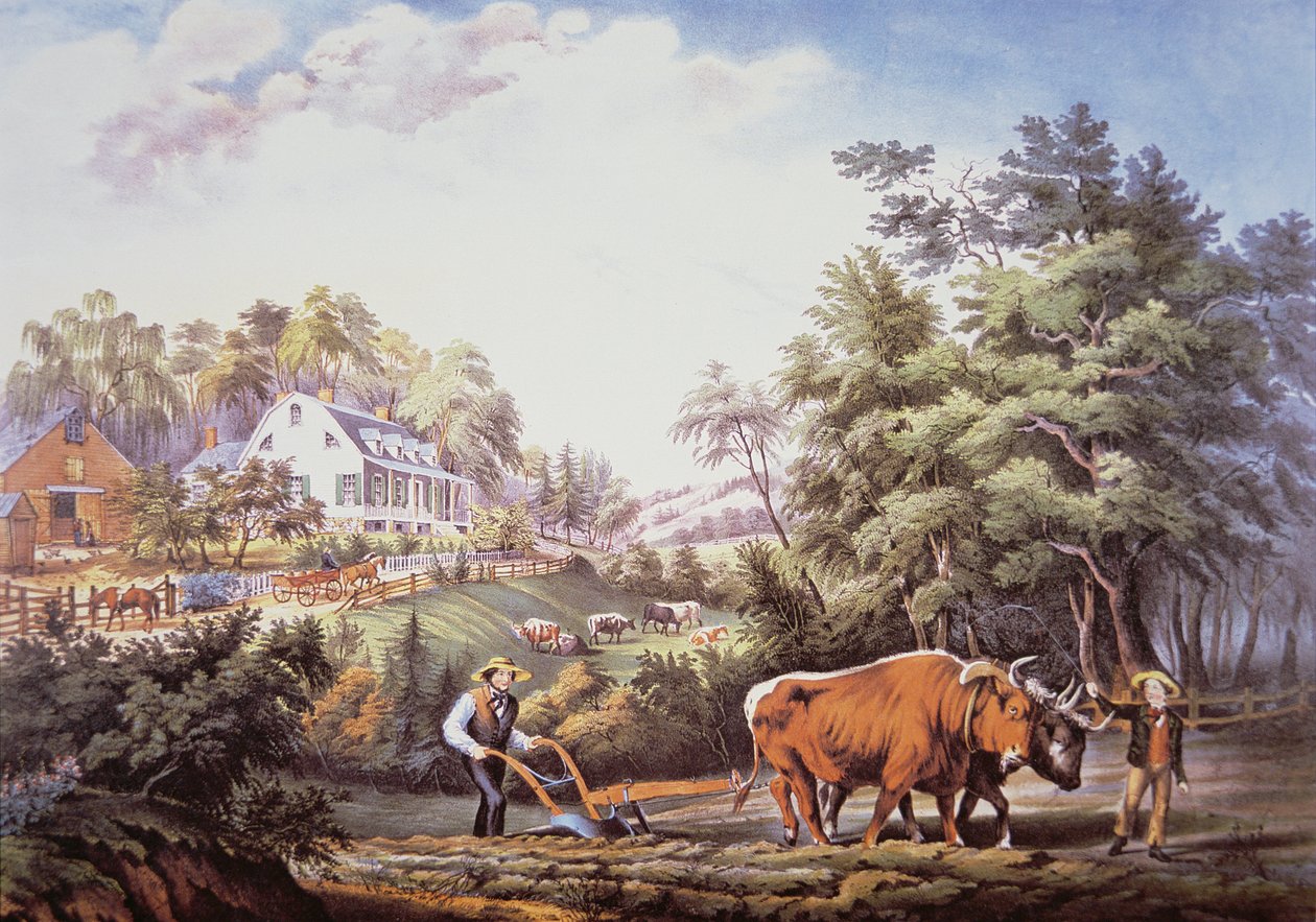 Amerikaans boerentafereel door Frances Flora Bond (c.1812 76) Palmer
