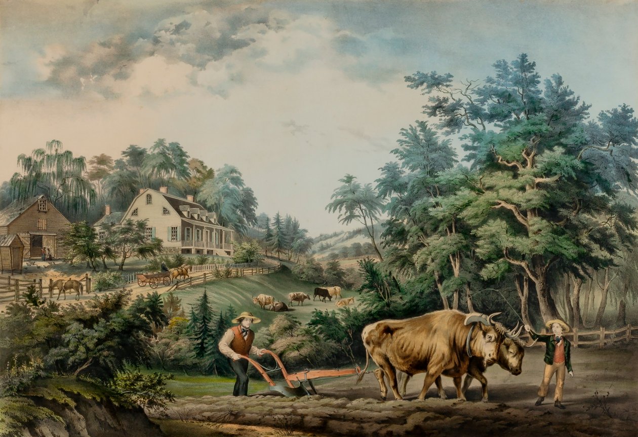 Amerikaanse boerderijscènes. nr. 1. door Frances Flora Bond Palmer