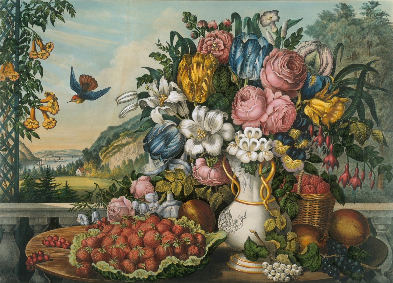 Landschap - Fruit en Bloemen door Frances Flora Bond Palmer