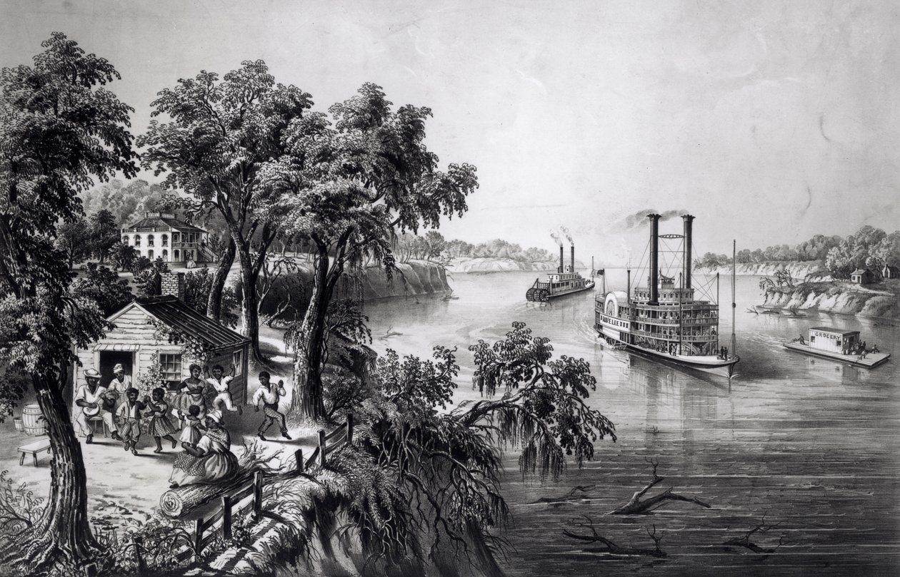Laag Water in de Mississippi, uitgegeven door Currier en Ives, 1867 door Frances Flora Bond Palmer