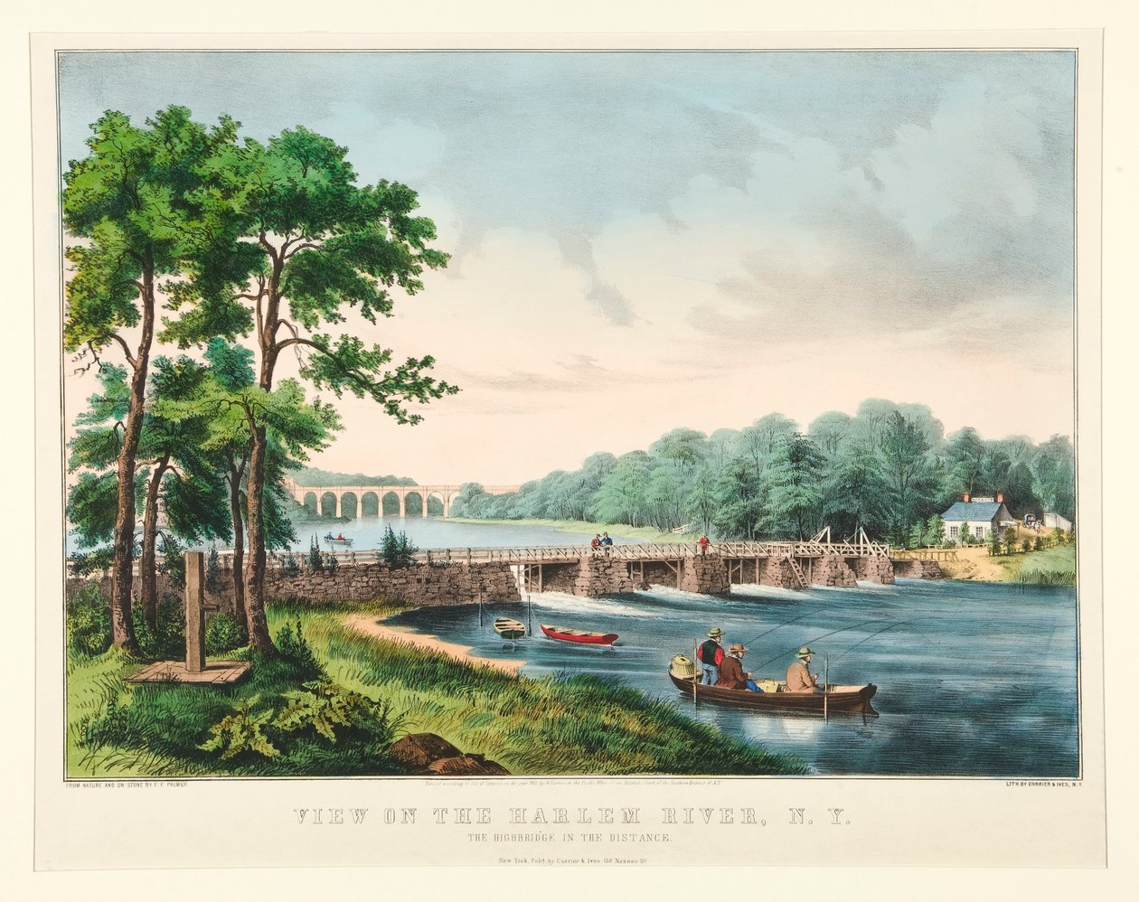 Uitzicht op de Harlem River, N.Y. door Frances Flora Bond Palmer
