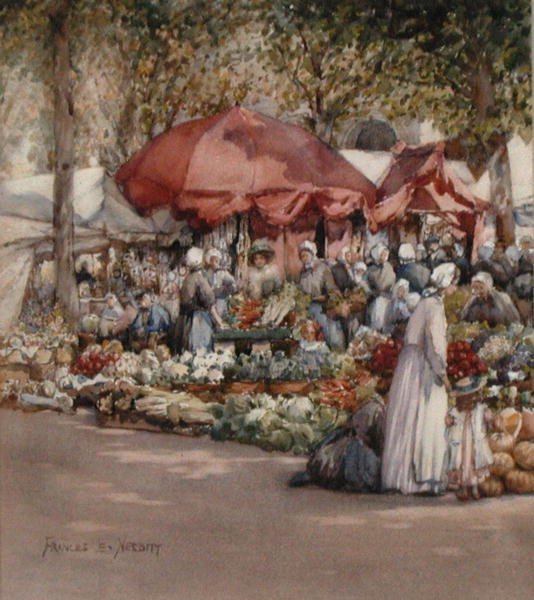Marktdag, Noord-Frankrijk ca. 1910 door Frances Nesbitt